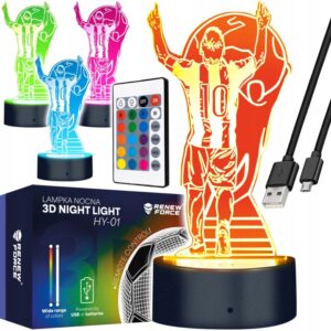 LAMPKA NOCNA 3D LED DLA DZIECKA Pilot RGB 16 KOLORÓW PIŁKARZ GAMINGOWA