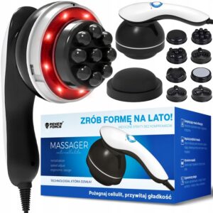 PISTOLET DO MASAŻU MASAŻER ANTYCELLULITOWY WYSZCZUPLAJĄCY DO CELLULITU 9w1